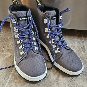 Dr. Martens Quilted Charcoal Boots with Blue Laces
